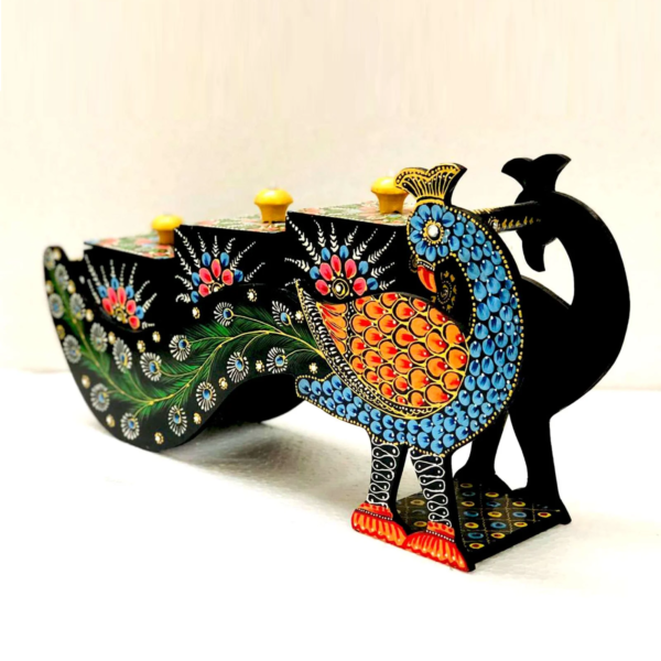 Handcrafted Wooden Peacock Sculpture Exquisite Decor Accent