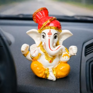Premium Lord Ganesha Idol for Car Dashboard | Handcrafted Resin Ganesh Ji Murti for Car Interior, Office Desk & Home Mandir | Vastu Decorative Showpiece for Good Luck & Safety